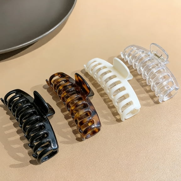 4Pcs Hair Clips for Women 4.33'' Big Claw Clips for Thin or Thick Hair 4 Styles Natural Color