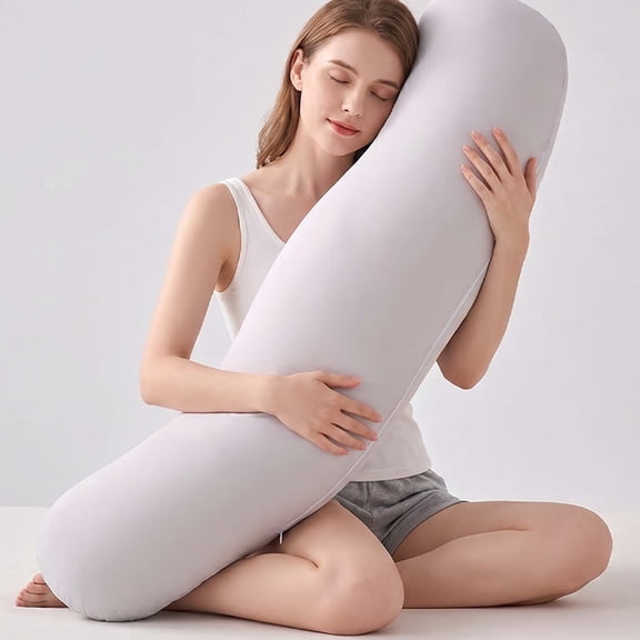 Body Support Pillow, 41.3 inch Ergonomic Side Sleeper Pillow with Ice Silk Cover, Washable Full Body Cushion for Back and Knee Relief