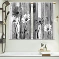thumbnail image 4 of Farmhouse Wooden Grey Daisy Rustic Country Floral Bathroom Window Kitchen Short Curtains, 4 of 7