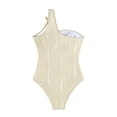 thumbnail image 6 of HNMKIU One-piece Swimsuit Elegant High Waist Monokini with One Shoulder Design and Scalloped Hem Solid Color Swimwear Womens Bathing Suits One-piece Beige,M, 6 of 6