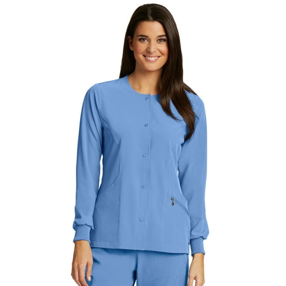Barco One 5409 Women's Perforated Princess Warm-Up Scrub Jacket Ciel Blue XXS