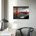 thumbnail image 3 of JRXY Black and White Red Canvas Paintings Golden Gate Bridge San Francisco Wall Art Modern Home Decor for Living Room Office, Ready to Hang 20x16in, 3 of 4