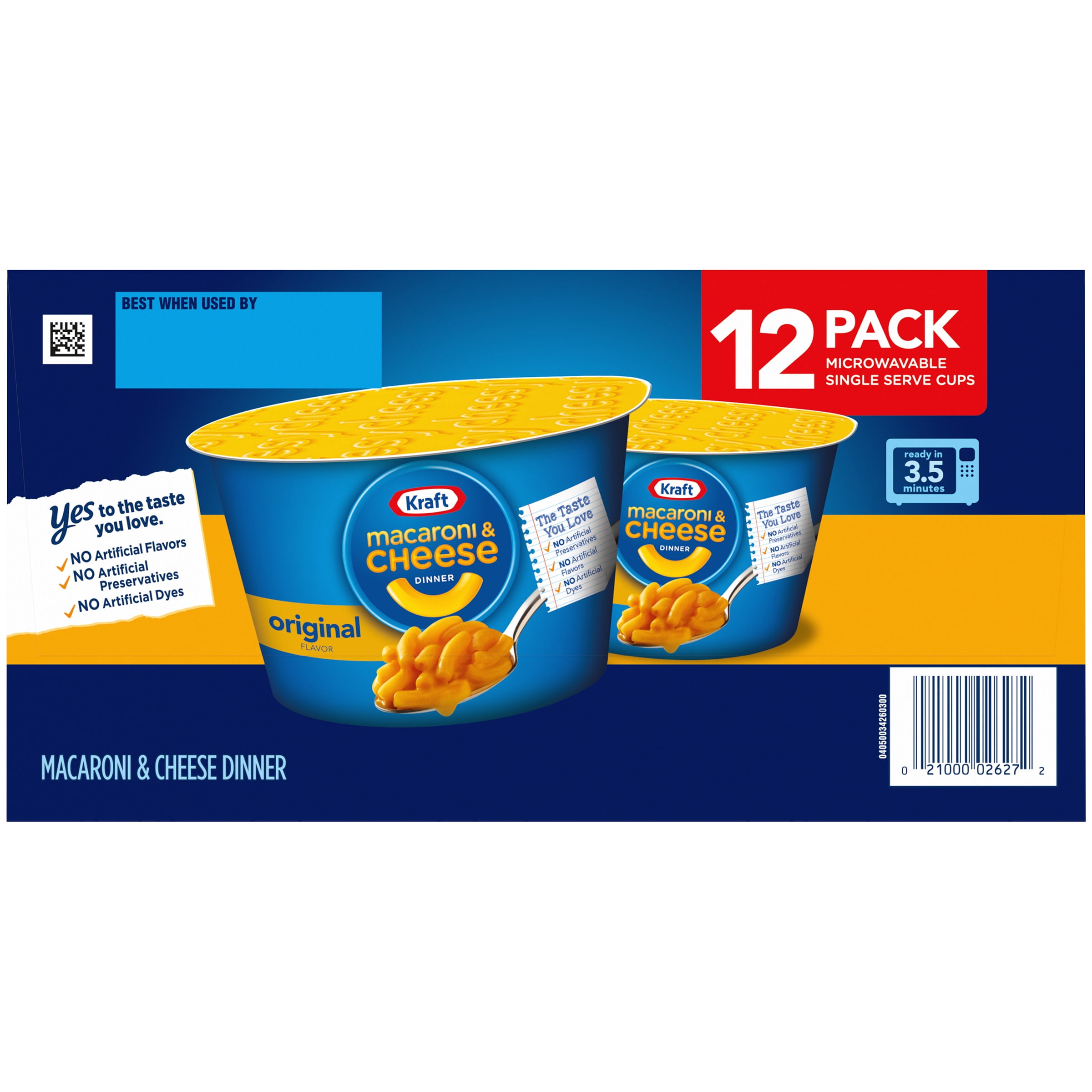 Kraft Original Macaroni & Cheese Easy Microwavable Dinner, 12 ct Box, 2.05 oz Cups