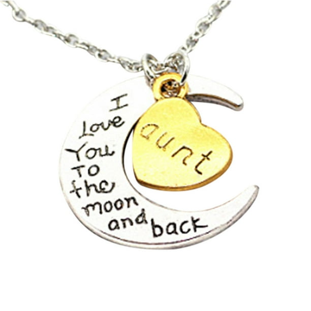 Sehao Sehao I Love You To The Moon And Back Engraved Silver Moon Pendant Necklace Mum D Jewelry Walmart Com Walmart Com
