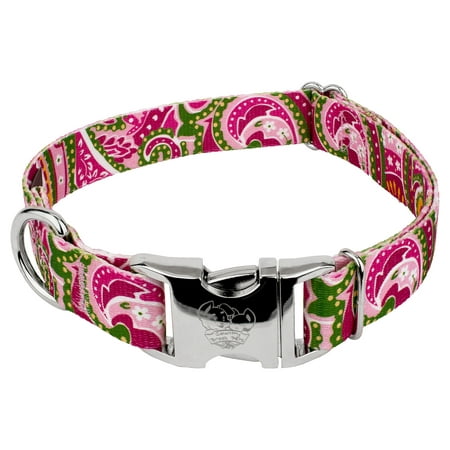 Country Brook Design - 1 1/2 Inch Premium Pink Paisley Dog Collar