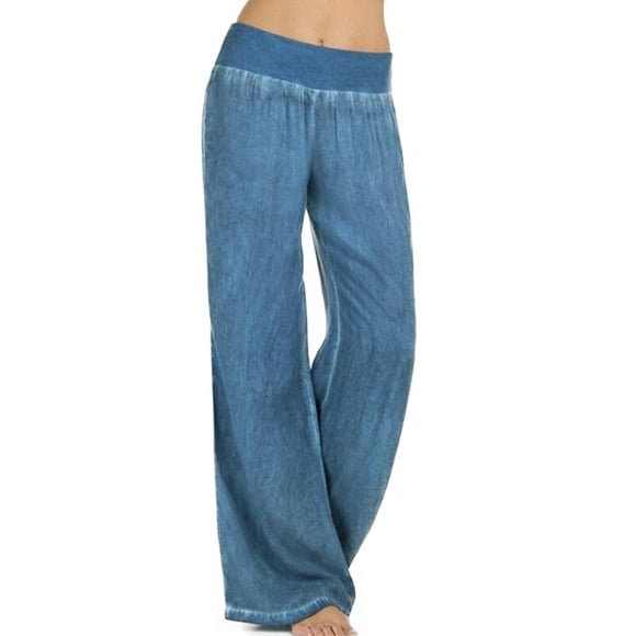 Pantalon Large pour Femmes Pantalons de Yoga en Jean Palazzo Taille Haute
