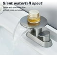 thumbnail image 5 of Waterfall Bathroom Sink Faucet 3 Hole Brushed Nickel，Modern 2 Handle Vanity Faucet for Bathroom Sink 4 inch Centerset with Round Shelf & Metal Pop-Up Drain, 5 of 8