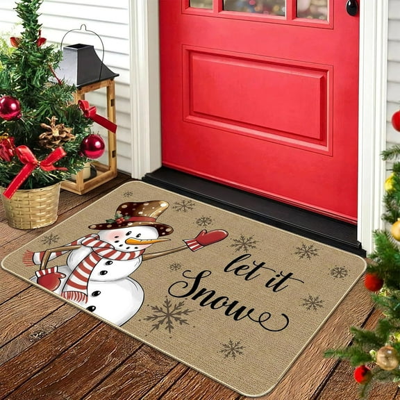 Taicans Cute Let It Snow Christmas Snowman Welcome Mat - Non-Slip Durable Indoor Outdoor Holiday Door Mat (23.62"x15.75"),Winter Decorations,Perfect for Home Entryway & Gift Giving