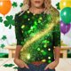 thumbnail image 1 of TaTaai Women's Fashion St. Patrick's Day Unstructured Print Loose Casual Round Neck 3/4 Sleeve T-Shirt Pullover Gift, 1 of 6