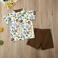 thumbnail image 2 of Ensemble de Culottes pour Garçon, Col Rabattu, Haut Décontracté à Imprimé Animal, Short Élastique, 2 of 8