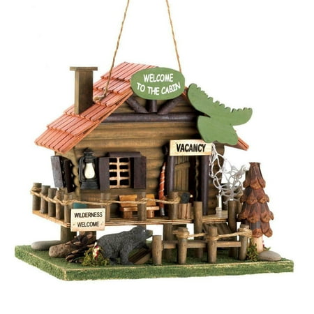 Home Decorative Log Cabin Wood Bird House - Multicolor