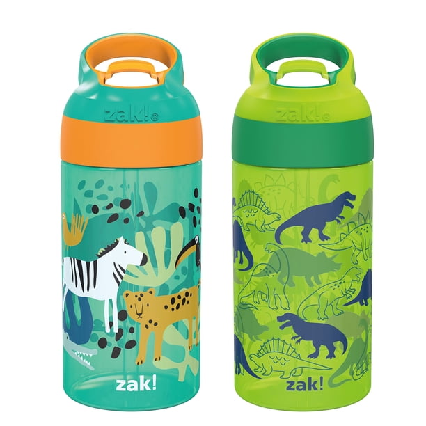 Botella de Agua Zak Designs Riverside para Niños 470 ml a Prueba de Fugas, Paquete de 2