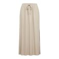 thumbnail image 5 of Wxolcjlv Womens Solid Side Slit Maxi Skirt Drawstring Waist Casual Travel Long Skirts, 5 of 7
