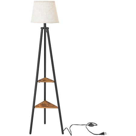 Vasagle Floor Lamp With Shelves, Standing Reading Lamp With Lamp Shade ...