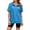 Blue, variant on NinXxx Women's Loose Short Sleeve Zipper Pocket Hoodie Top Khaki L