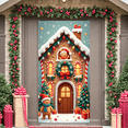 thumbnail image 5 of Festive Design Christmas Banner Gingerbread House Holiday Decor Snowy Scene for Winter Celebration Indoor Decoration Children Party, 5 of 9