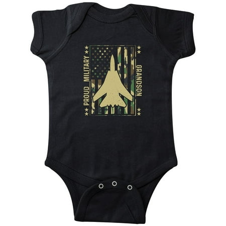 

Inktastic Proud Military Grandson USA Flag Airplane Gift Baby Boy Bodysuit