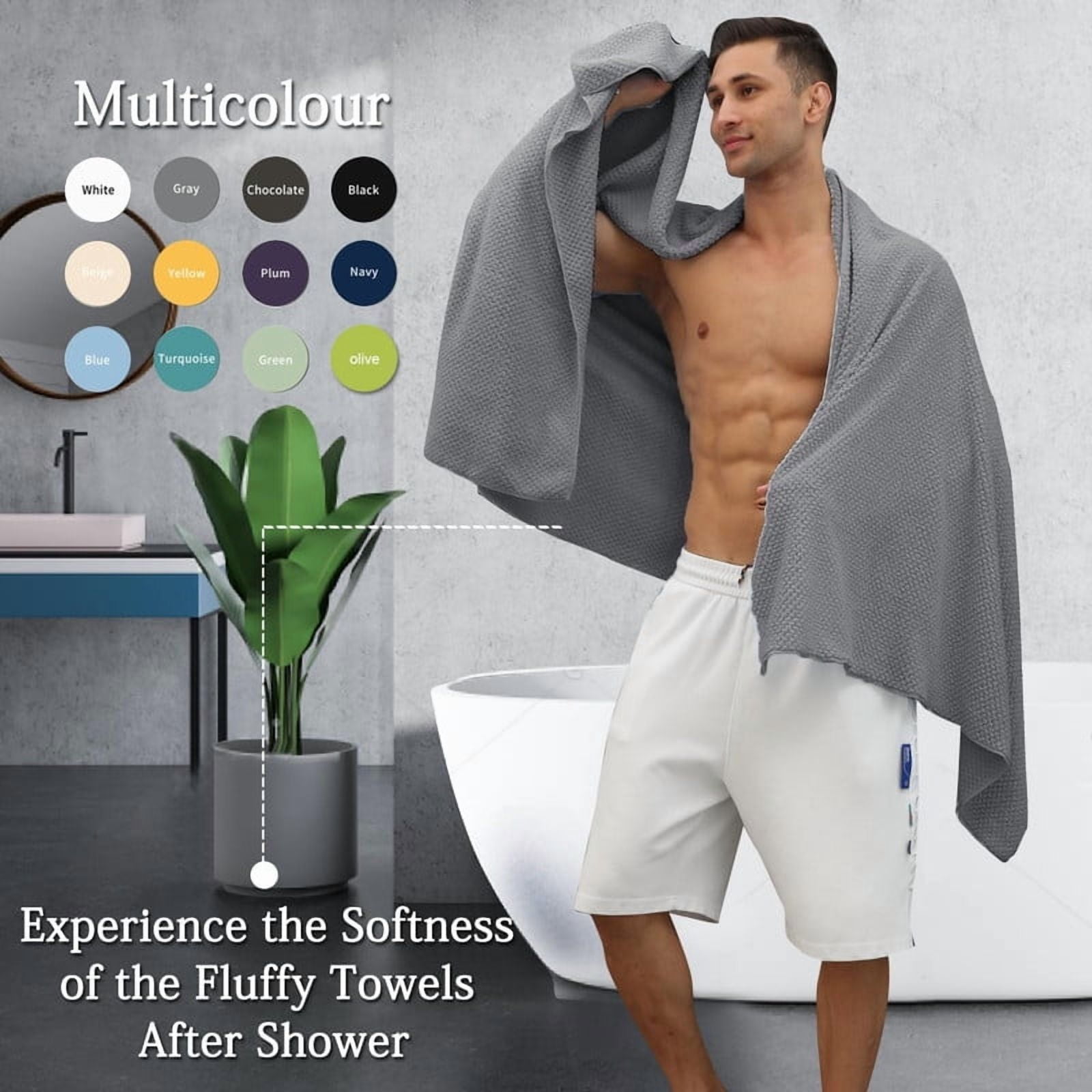 Dark Gray Bath Towels, 4 Pack Oversized Bath Sheet Towels by Muddy Cat Home - 600 GSM, Ultra Soft