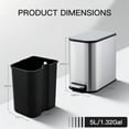 thumbnail image 4 of Stainless Steel 5L Step Trash Can, Compact Vertical Garbage Bin with Removable Inner Bucket,Fingerprint Resistant， for Bathroom, Bedroom, Kitchen & Office, 4 of 8