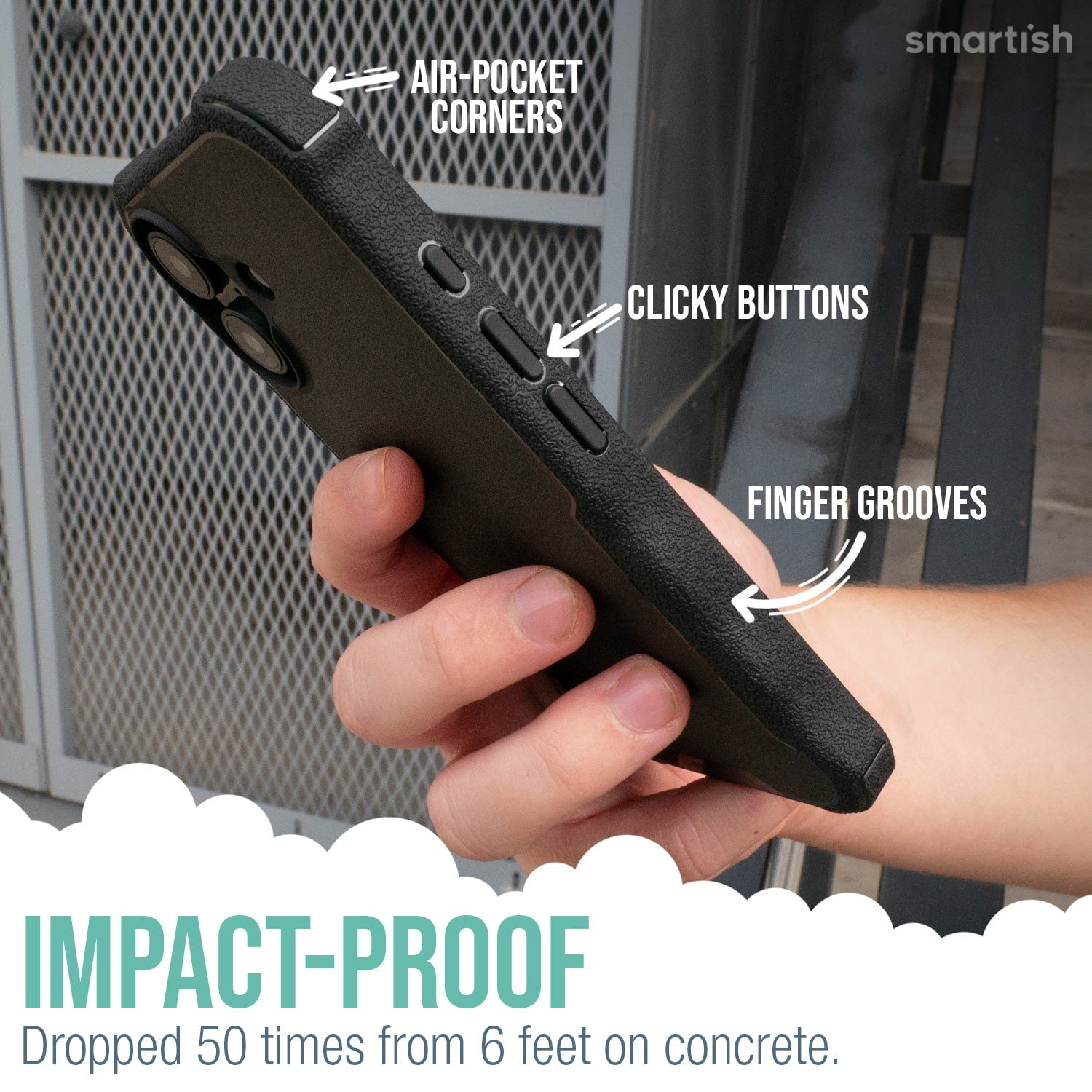 Smartish® iPhone 16 Protective Magnetic Case - Gripzilla Compatible with MagSafe [Rugged + Tough] Heavy Duty Grip Armored Slim Cover w/ Drop Tested Protection for Apple iPhone 16 - Clearly Black