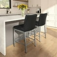 thumbnail image 4 of Amisco Perry Plus 26" Counter Stool - Black Faux Leather/Glossy Grey Metal, 4 of 10
