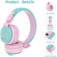 thumbnail image 7 of Riwbox BT05 Bluetooth Kids Headphones Wireless Foldable Headset Over Ear with Volume Limited and Mic/TF Card Compatible for iPad/iPhone/Tablet (Pink&Green), 7 of 7