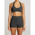 thumbnail image 6 of Workout Sets for Women 2 Piece Wrinkles Halter Sports Bras High Waist Biker Shorts Exercise Gym Yoga Outfit Dark Gray XL, 6 of 9