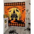 thumbnail image 4 of Halloween Castle Shower Curtain Set ，Waterproof Fabric Shower Curtains Bat Witch Black Plaid Orange Background Shower Curtains for Bathroom,Bathroom Decor 72"x84", 4 of 6