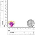 thumbnail image 3 of Gem Stone King 18K Yellow Gold Plated Silver 3-Stone Ring Pear Shape Pink Created Sapphire and Moissanite (11.64 Cttw, Size 7), 3 of 5