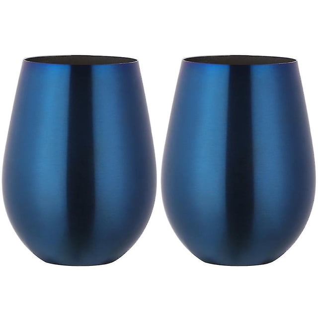 Copa de vino sin tallo de acero inoxidable, vaso de vino portátil para exteriores, juego de 2 tazas de metal