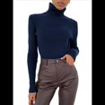thumbnail image 2 of Suéteres Acanalados para Mujer, Lindos Suéteres de Punto de Cuello Alto, Ajustados y Cálidos Azul Real un Tamaño, 2 of 8