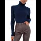 thumbnail image 2 of Suéteres Acanalados para Mujer, Lindos Suéteres de Punto de Cuello Alto, Ajustados y Cálidos Azul Real un Tamaño, 2 of 8