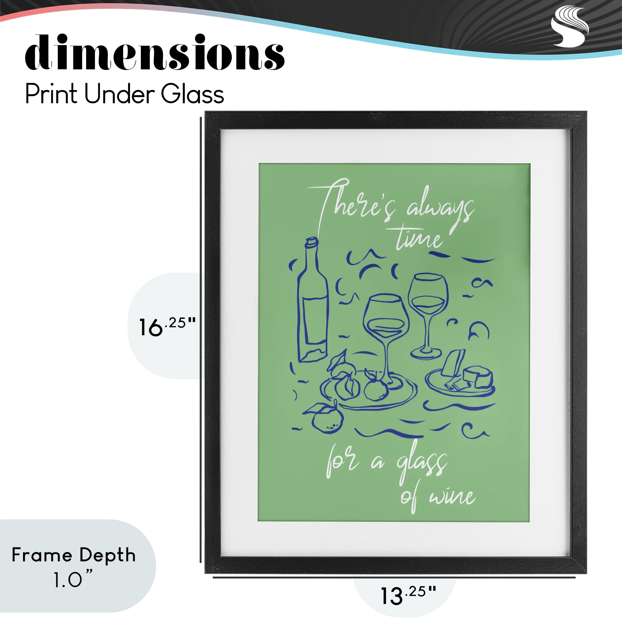 Stupell Industries Always Time For Glass Of Wine Black Framed Print Under Glass, design by The Prints Vibe