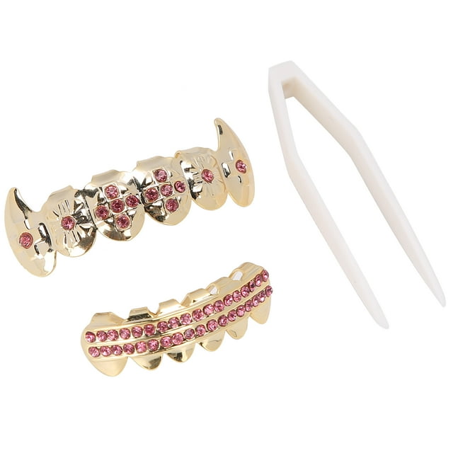 Decoración de dientes, juego de frenillos dorados para dientes, juego de frenillos dorados, diseño elevado