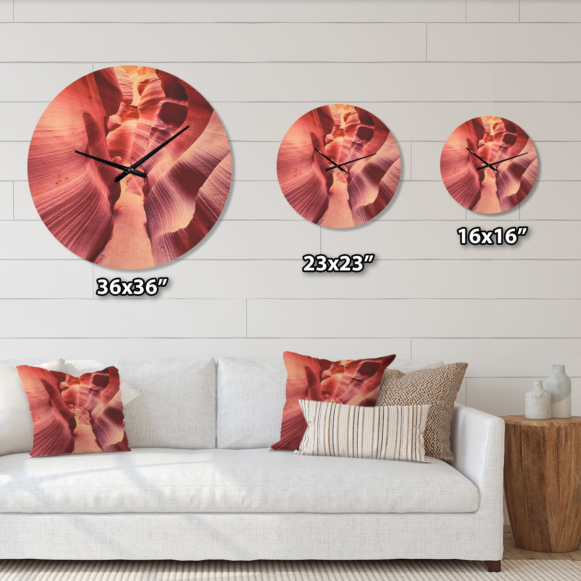 Designart 'Famous Antelope Canyon Landscape' Modern Wood Wall Clock