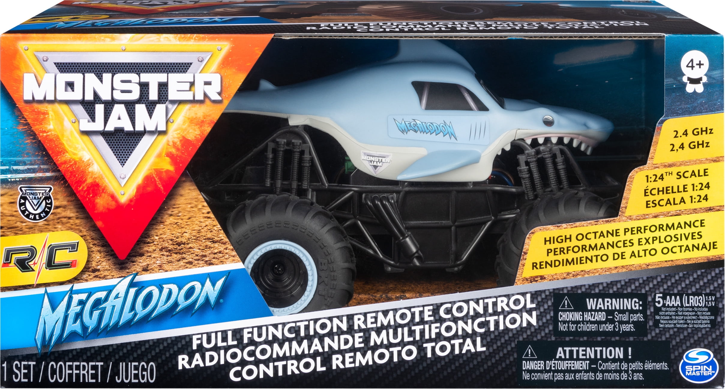 Monster Jam, Official Megalodon Remote Control Monster Truck for Boys and  Girls, 1:24 Scale, 2.4 GHz, Kids Toys for Ages 4-6+