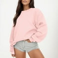 thumbnail image 2 of Vedolay Womens Clothes 2023 Long Sleeve Crewneck Striped Pullover Tops Pink,2XL, 2 of 5