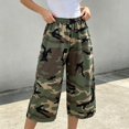 thumbnail image 2 of Women Wide Leg Shorts Camo Bermuda Long Jorts with Pockets Y2k Elastic Waist Cargo Baggy Boyfriend Loose Capris ( S), 2 of 6