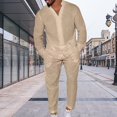 thumbnail image 6 of Aellinatey Stylish Men's Plain Linen Clothing Set for Office Commute and Outdoor Activity, 6 of 9