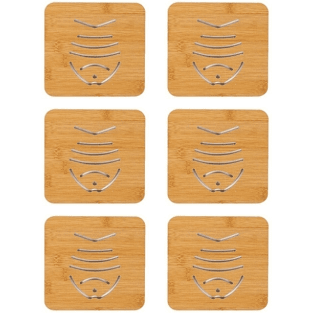 6 alfombrillas de mesa de aislamiento térmico de madera anti-escaldado - peces grandes y pequeños MFZFUKR CPB-DE-WX442-4