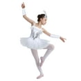 thumbnail image 2 of Sxiwei Kids Girls Sequins Swan Lake Ballet Dance Dress Ballerina Performance Costume with Gloves Hair White 12, 2 of 6