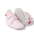 thumbnail image 2 of Baby Fleece Booties Newborn Unisex Booties Non-Slip Newborn Infant First Walkers Warm Shoes House Slippers for Baby Boys & Baby Girls Toddlers Pink 6-12 Months, 2 of 6
