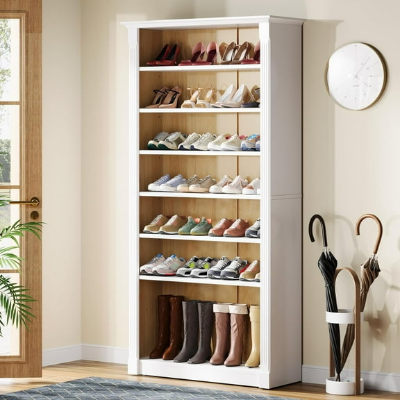 Tribesigns 8-Tier Freestanding Shoe Rack  for 32-40 Pairs, 70.9-Inch Wooden Shoe Storage Cabinet