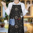 thumbnail image 6 of Black Gothic Sun Planet Moon Pattern Apron-Garden Aprons for Women with Pockets-Cotton Linen Waterproof Kitchen Cooking Gardening Aprons Adjustable for Kitchen,Cooking,BBQ and Salon 33x27 Inch, 6 of 7