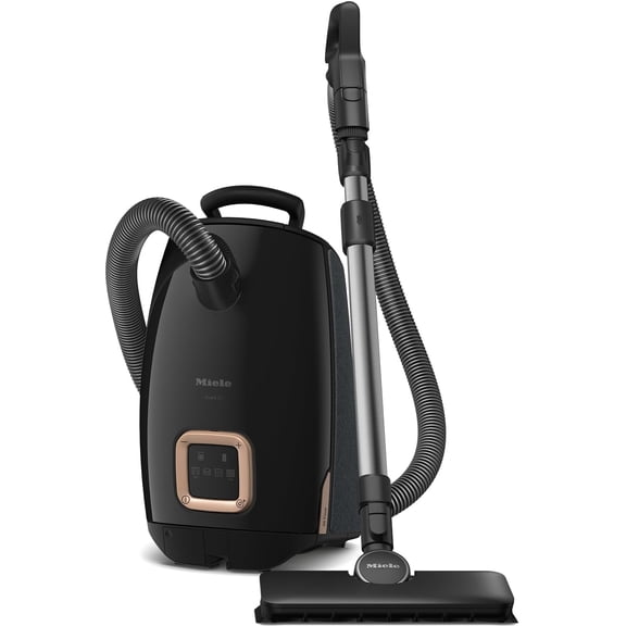 New Miele Guard L1 AllFloor Bagged Canister Vacuum Cleaner with AirClean Plus Filter, AllTeQ Universal Floorhead, and AllFloor Floorbrush, LED Display Panel, in Obsidian Black/Rose Gold