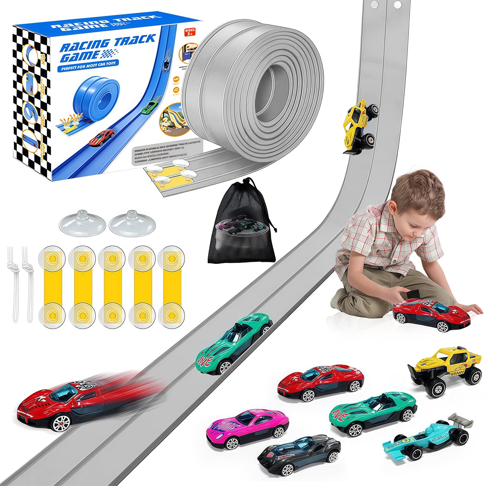 Hot Wheels Race Track Set Toy - Straight Builder Lane with Car, 15