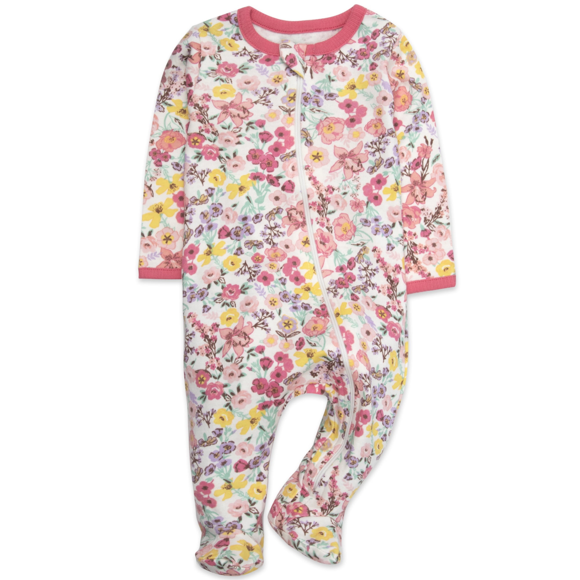 Baby Essentials Newborn Infant Girls 0 Months 4 Pack Footie Bodysuits