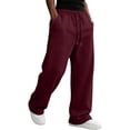 thumbnail image 3 of Dwelliawo Mens Baggy Sweatpants Wide Leg Lightweight Drawstring Pants Breathable Lounge Joggers with Pockets Wine XL, 3 of 6