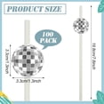 thumbnail image 2 of 100 Pcs Disco Ball Straws 70s Glittery Silver Ball Paper Straws Wedding Birthday Party Disposable Disco Decorations for 70s Retro Theme Bachelorette Party Supplies 0.24 x 7.76 Inches, 2 of 4