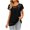 Black, variant on Fesfesfes Tights for Women Control Top Women's Fashion Lace Stitching Printed T-shirt Short Sleeves Blouse Round-Neck Casual Tops Athletic Shirts Women 8(L)